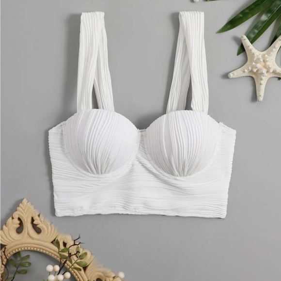 Ruched Bustier Crop Top (Push Up) - Picture 2 of 8